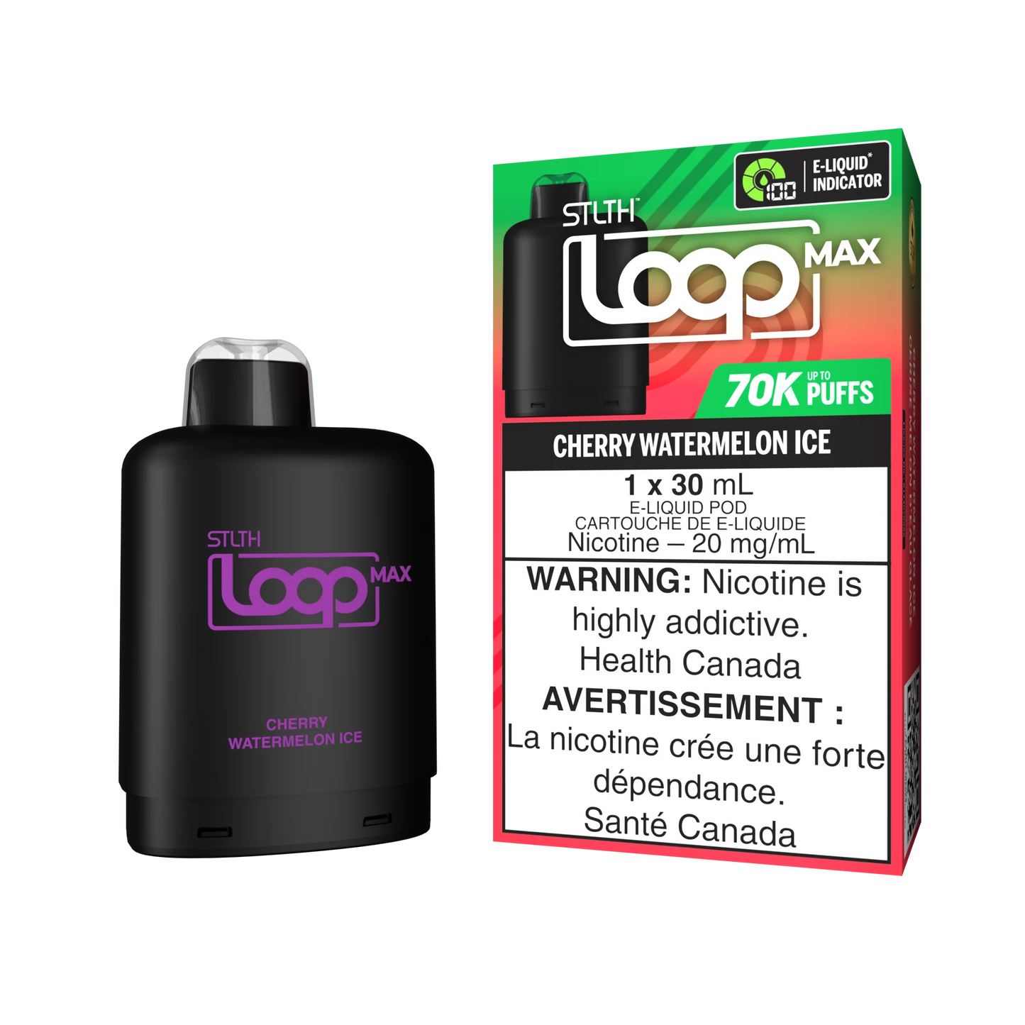 Stlth Loop Pod 70K Cherry Watermelon Ice 20mg - 30ml (Provincial)