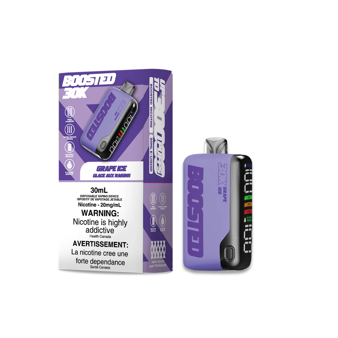 Boosted 30K Grape Ice Disposable 20mg/ml (Provincial)