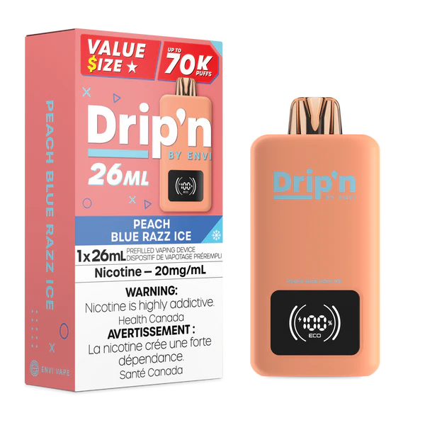 Drip’n 70k Peach Blue Razz Ice 20mg/ml disposable (Provincial)