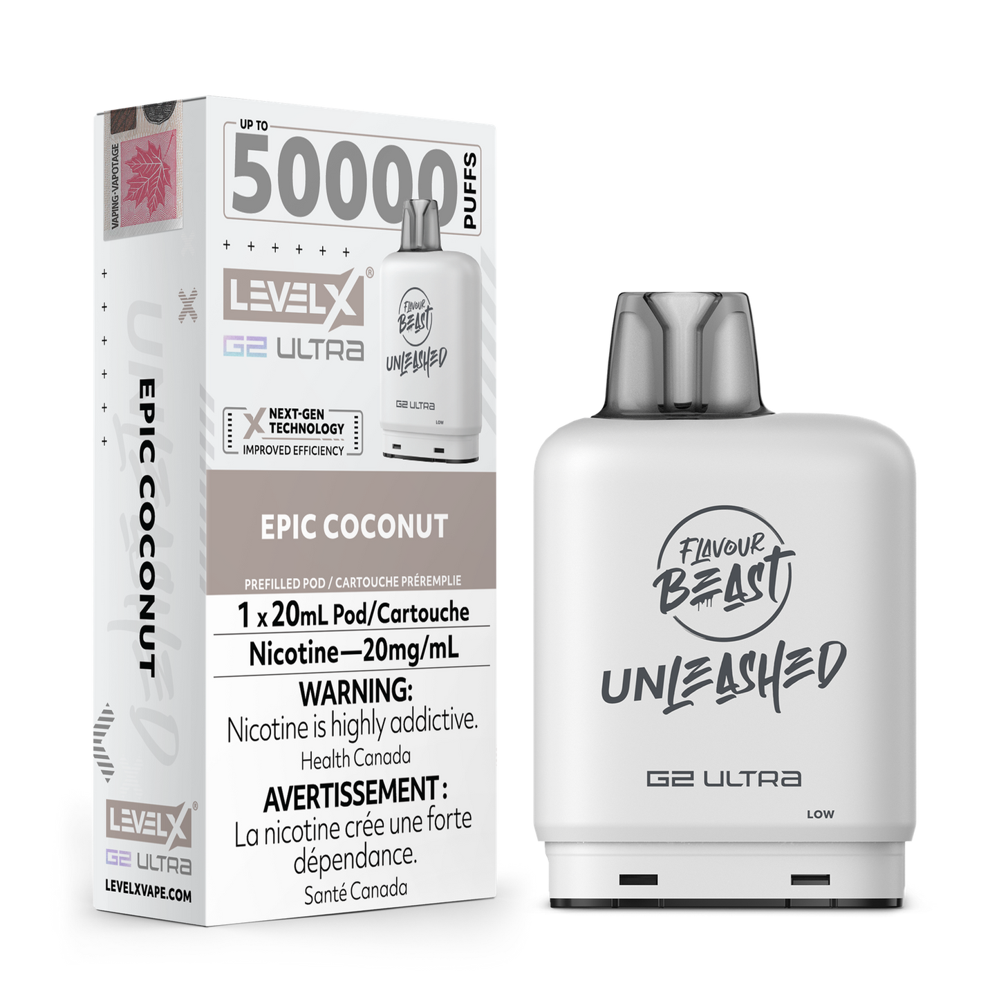 Flavour Beast Unleashed Level X G2 Ultra Epic Coconut 50k Puffs Pod (Provincial)