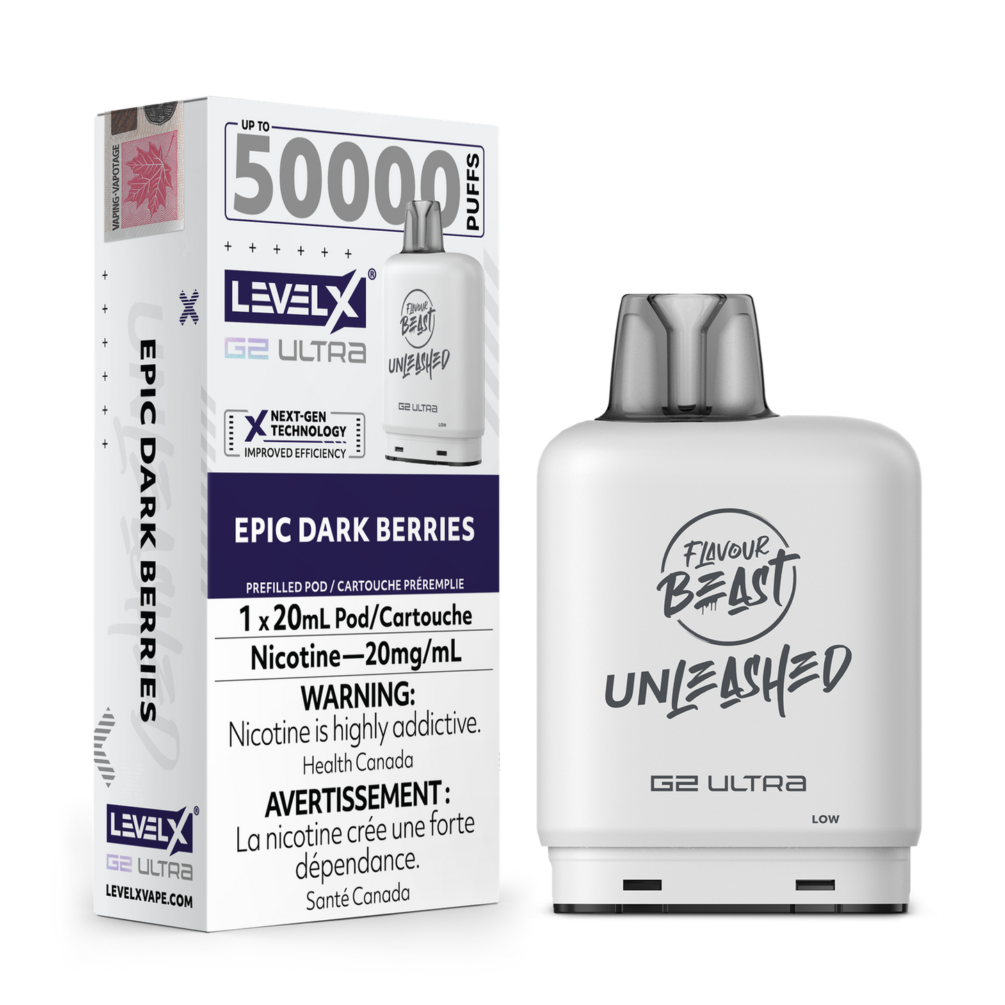 Flavour Beast Unleashed Level X G2 Ultra Epic Dark Berries 50k Puffs Pod (Provincial)