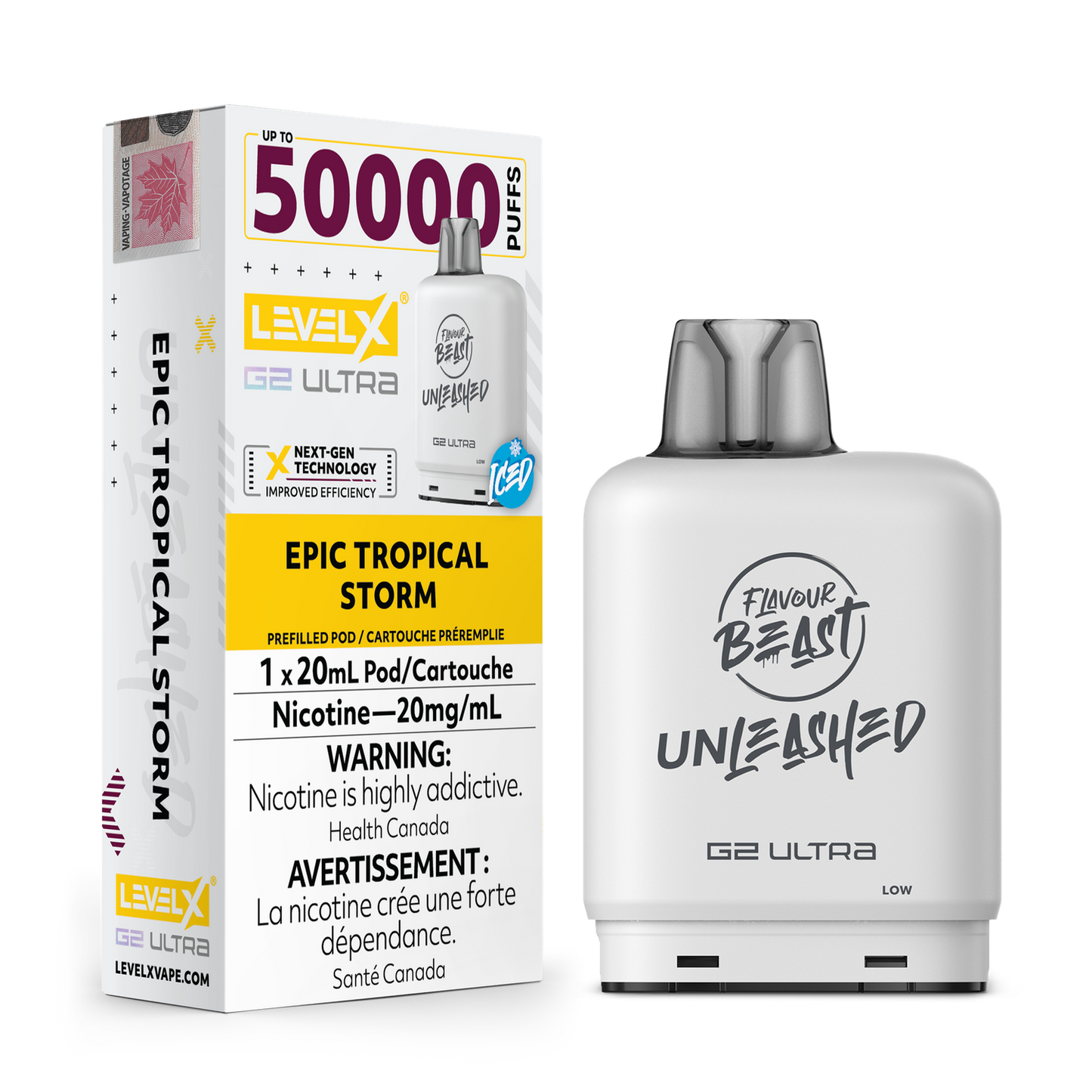 Flavour Beast Unleashed Level X G2 Ultra Epic Tropical Storm Iced 50k Puffs Pod (Provincial)