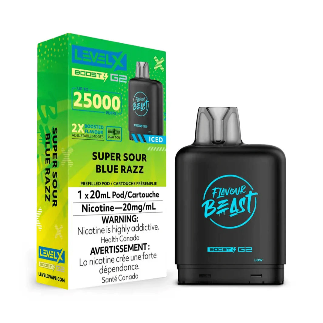 Flavour Beast LevelX Boost Pod G2 25K Super Sour Blue Razz Iced 20mg (Provincial)