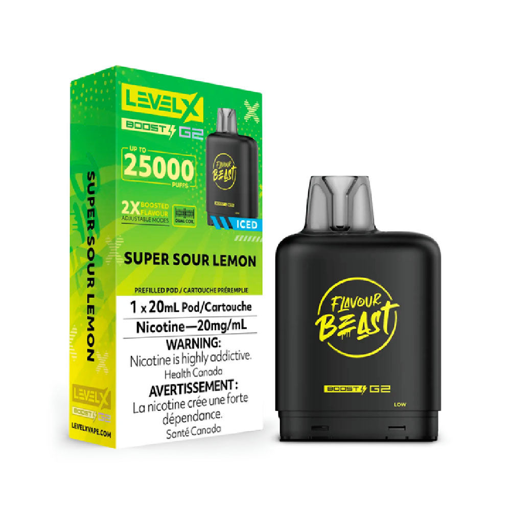 Flavour Beast LevelX Boost Pod G2 25K Super Sour Lemon Iced 20mg (Provincial)