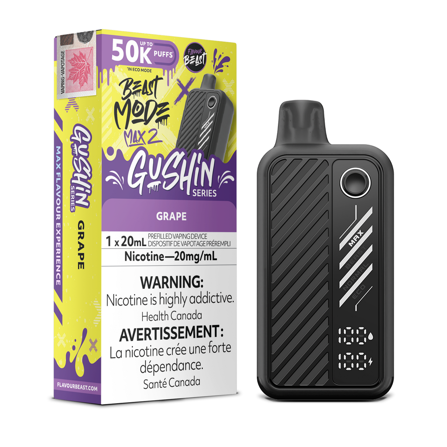Flavour Beast Mode Max 2 Gushin Grape 50k Puffs Disposable (Provincial)