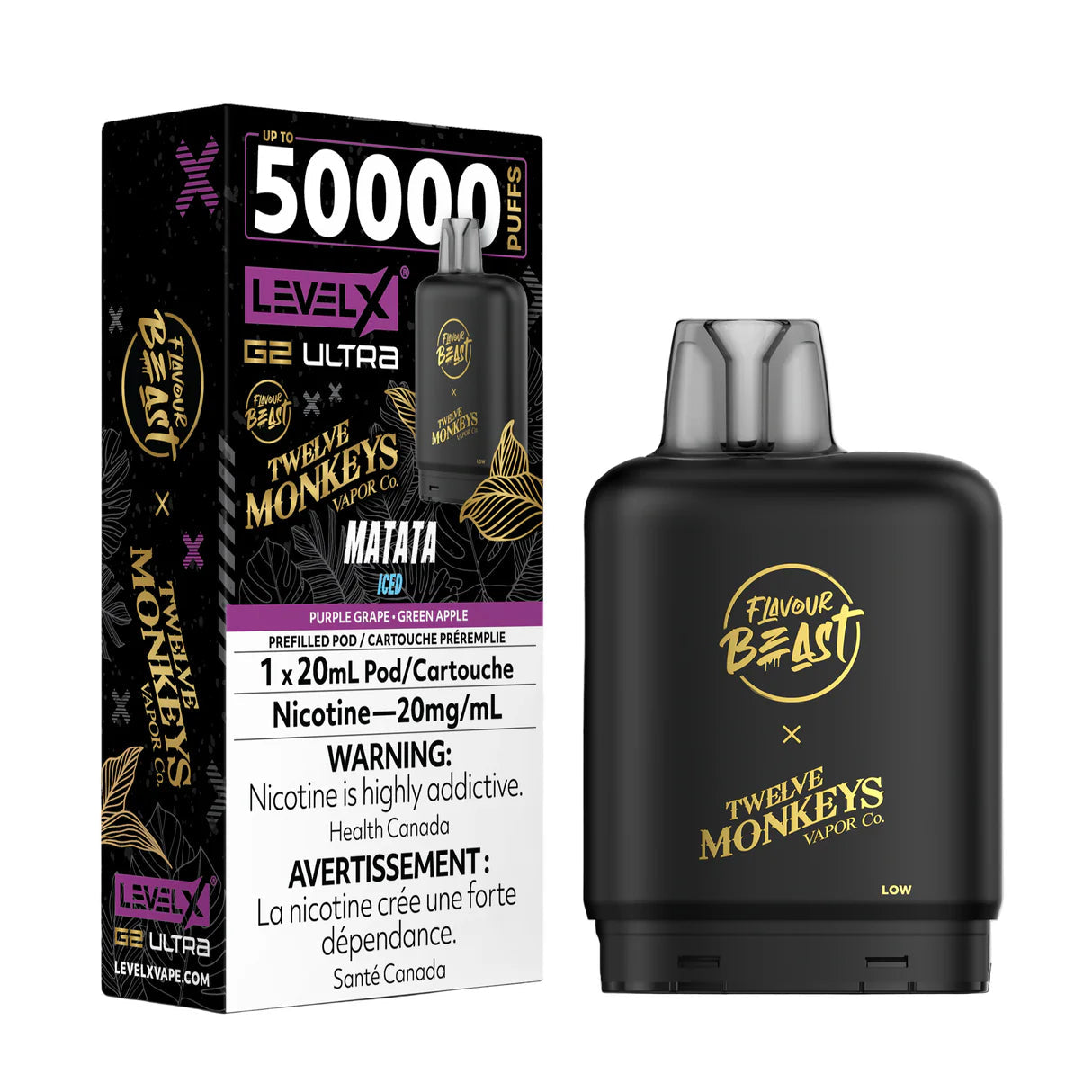 Flavour Beast x Twelve Monkeys Level X G2 Ultra Pod 50k Matata Iced 20mg/ml (Provincial)