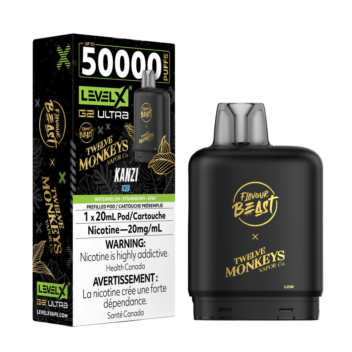 Flavour Beast x Twelve Monkeys Level X G2 Ultra Pod 50k Kanzi Iced 20mg/ml (Provincial)