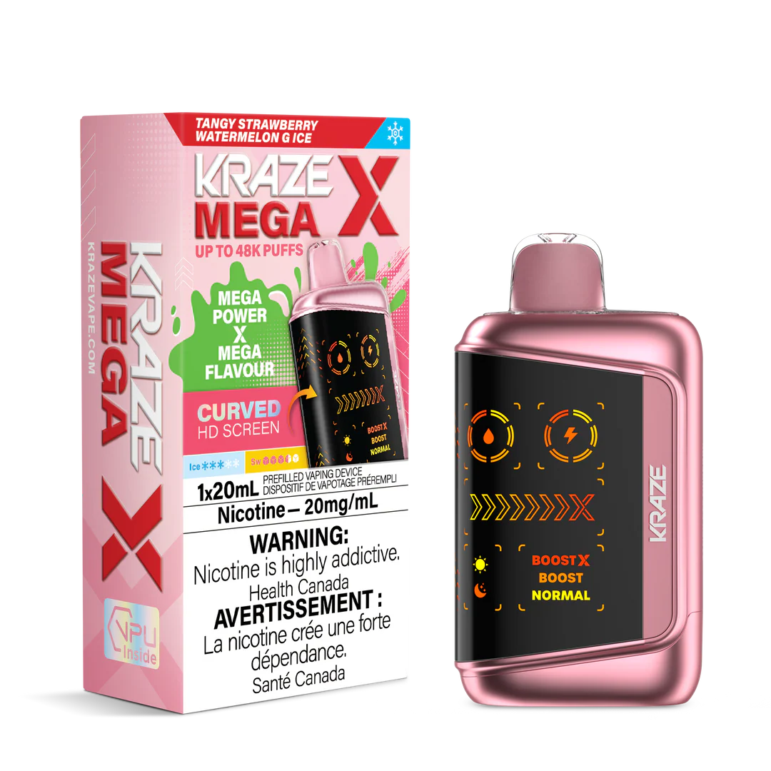Kraze Mega X 48K Tangy Strawberry Watermelon Ice 20mg/mL Disposable (Provincial)