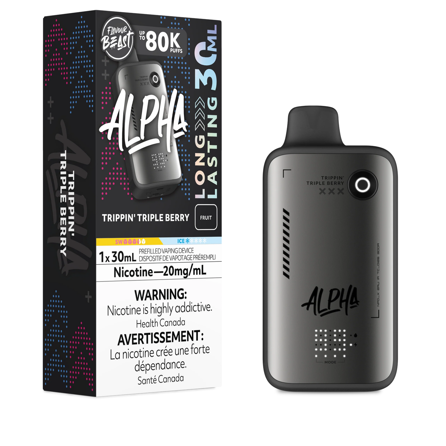 Flavour Beast Alpha 80k Trippin’ Triple Berry 20mg/30mL Disposable (Provincial)
