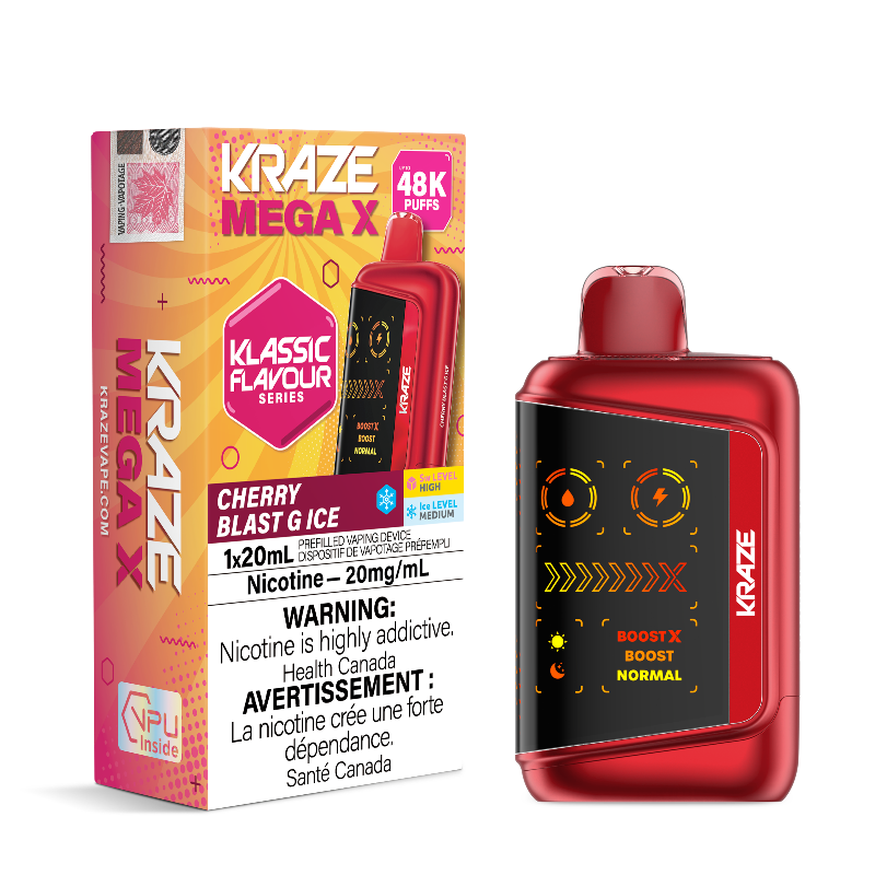Kraze Mega X 48K Cherry Blast G Ice 20mg Disposable (Provincial)