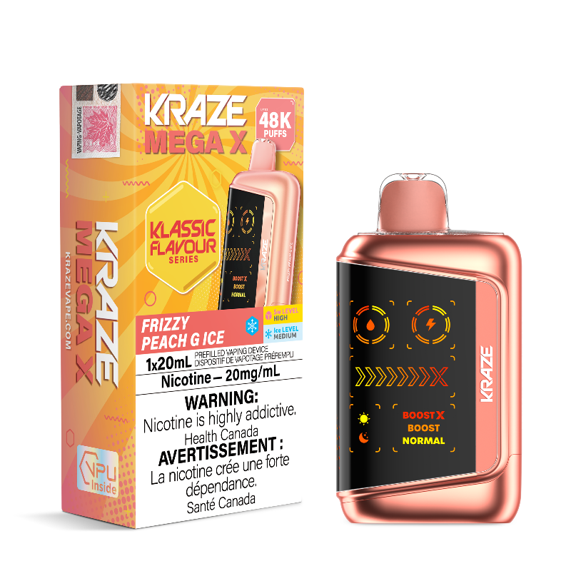 Kraze Mega X 48K Frizzy Peach G Ice 20mg Disposable (Provincial)