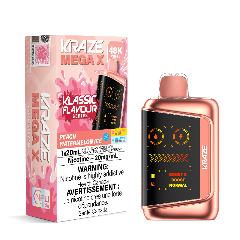 Kraze Mega X 48K Peach Watermelon Ice 20mg Disposable (Provincial)