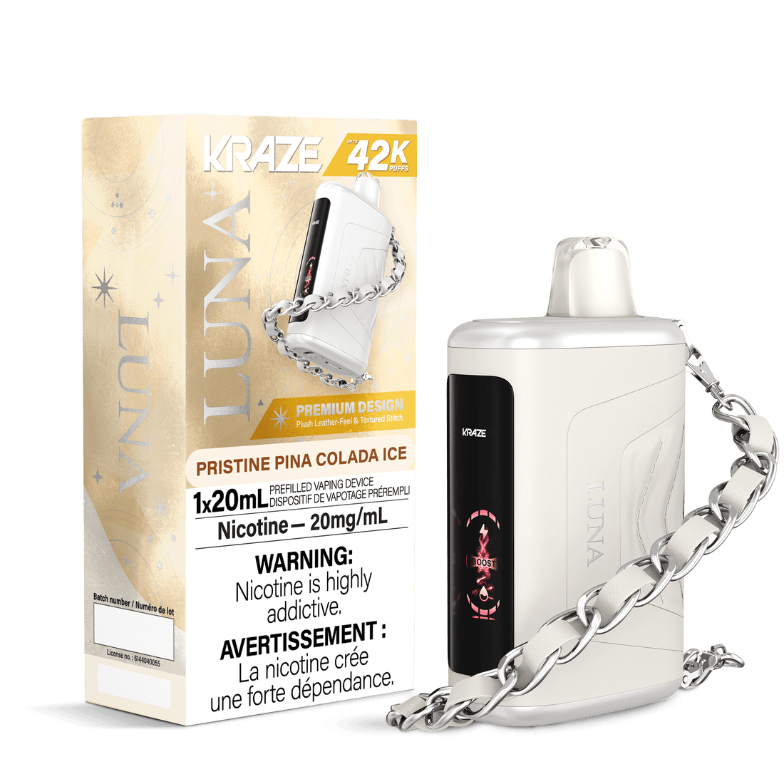 Kraze Luna 42K Pristine Pina Colada Ice 20mg disposable (Provincial)