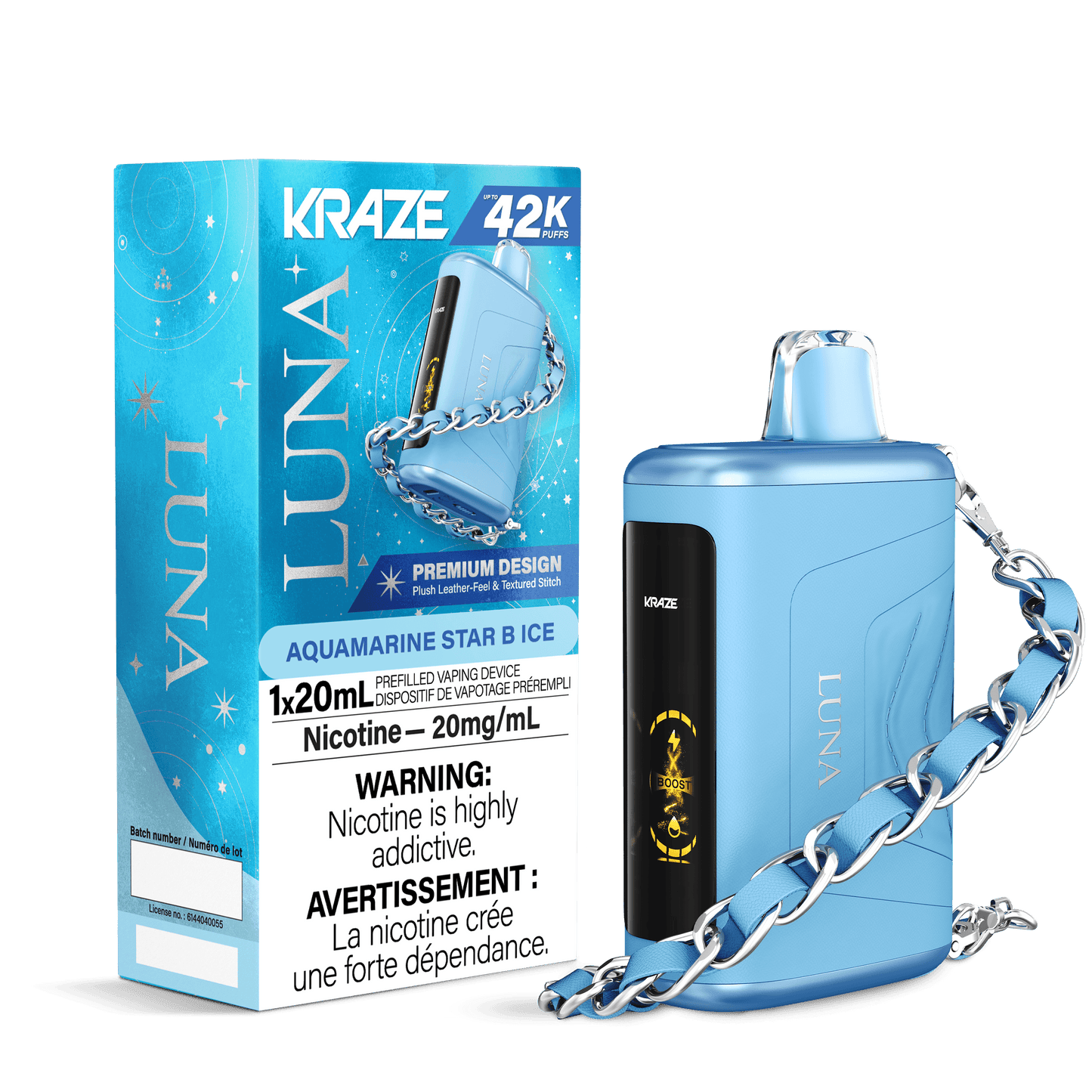 Kraze Luna 42K Aquamarine Star B Ice 20mg disposable (Provincial)