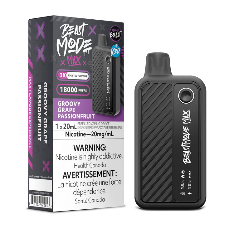 Flavour Beast Mode Max 18k Groovy Grape Passionfruit Iced 20mg disposable (Provincial