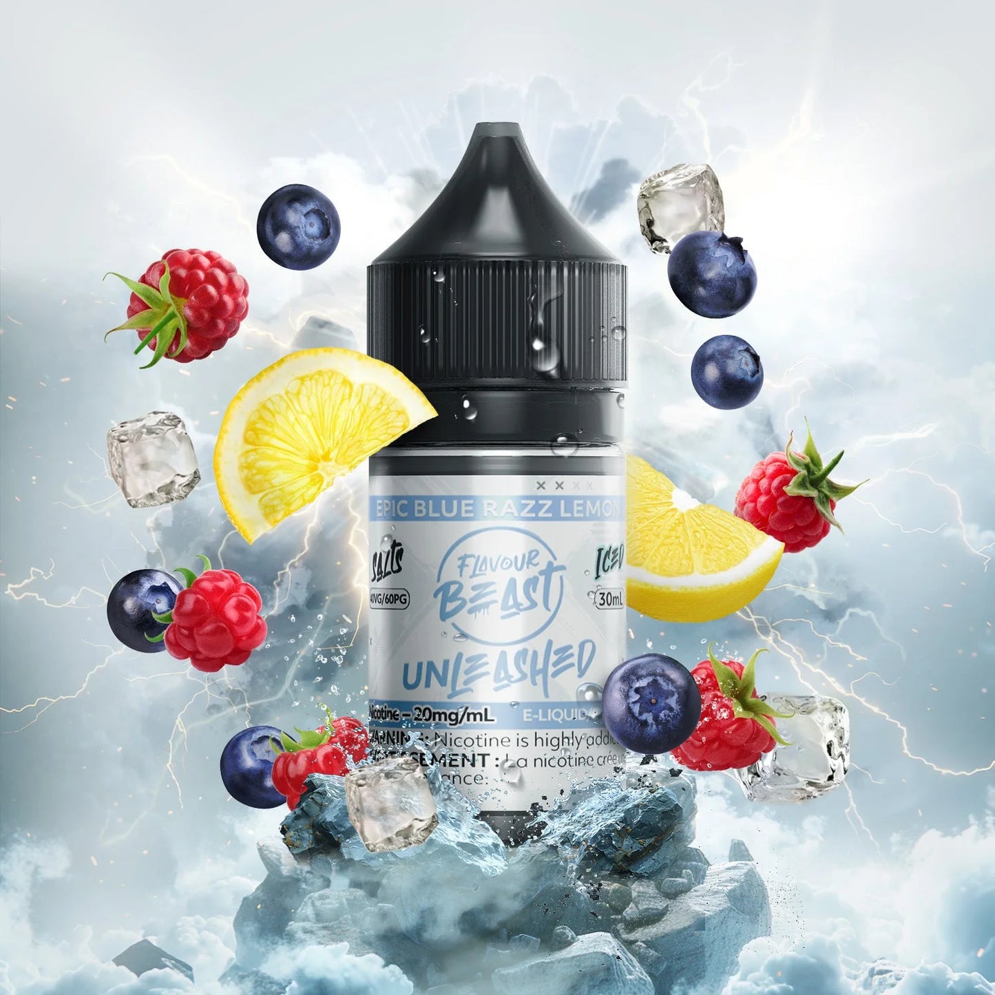 Flavour Beast E-liquid Unleashed Epic Blue Razz Lemon Iced 20mg/30ml (Provincial)