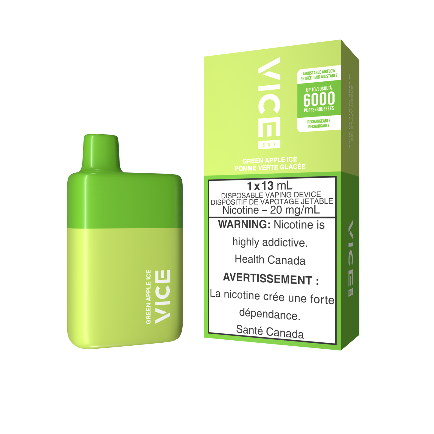 Vice Box 6000 Green Apple Ice 20mg/mL disposable (Provincial)