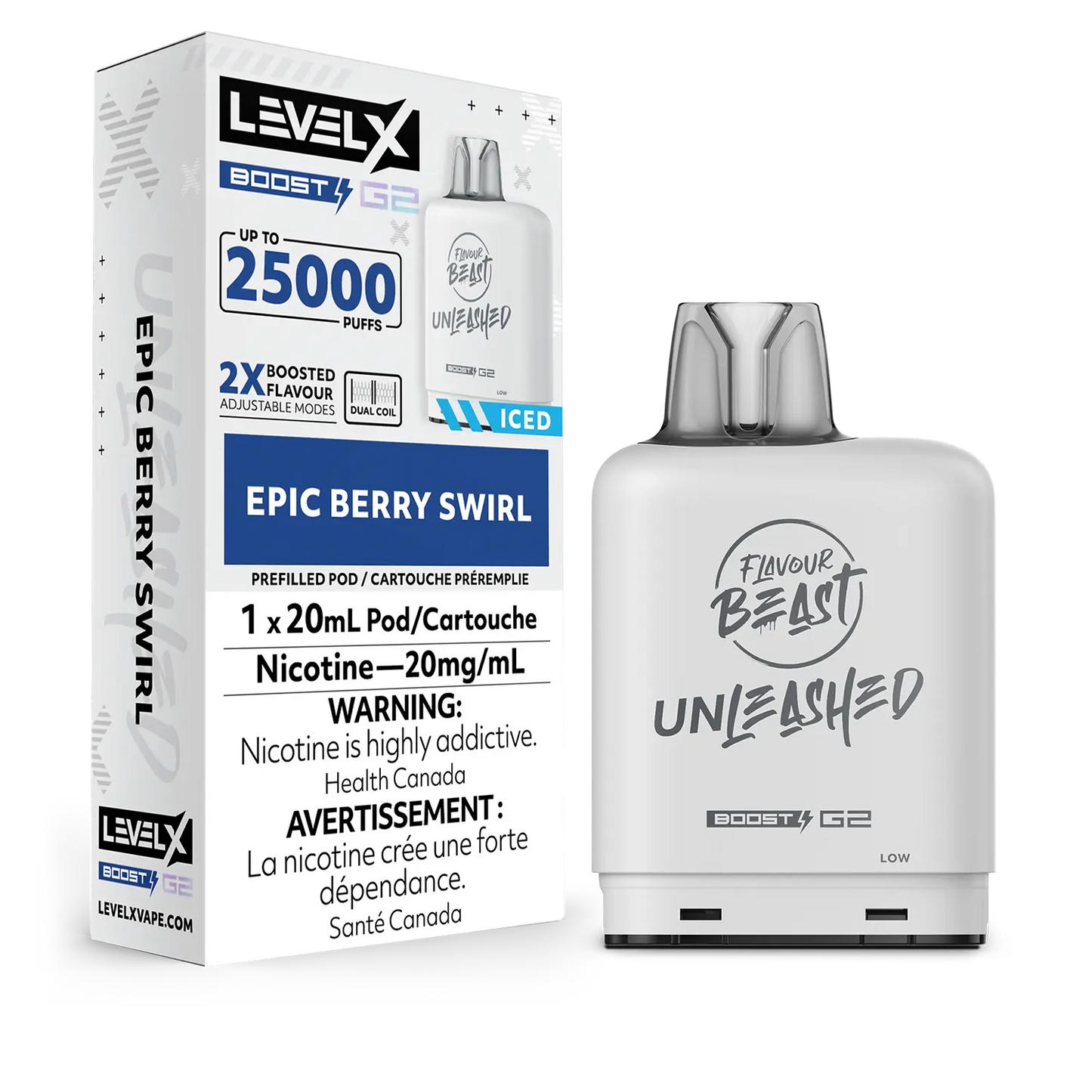 Flavour Beast Unleashed LevelX Boost Pod G2 25K Epic Berry Swirl Iced 20mg (Provincial)