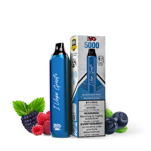 IVG 5000 Blazzin Blue Razz 20mg/mL disposable (Provincial)