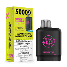 Flavour Beast Level X G2 Ultra Gleamin’ Grape Watermelon Mint Iced 50k Puffs Pod (Provincial)