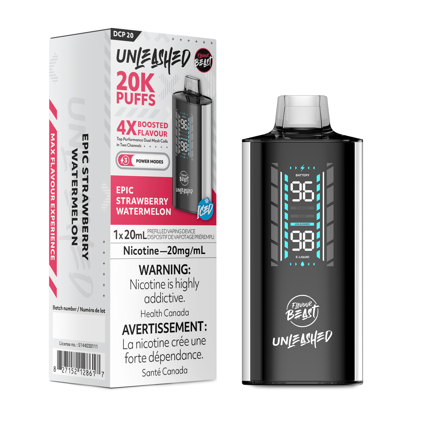 Flavour Beast Unleashed 20K Epic Strawberry Watermelon 20mg disposable (Provincial)