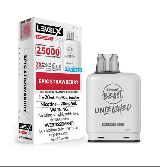 Flavour Beast Unleashed LevelX Boost Pod G2 25K Epic Strawberry 20mg (Provincial)