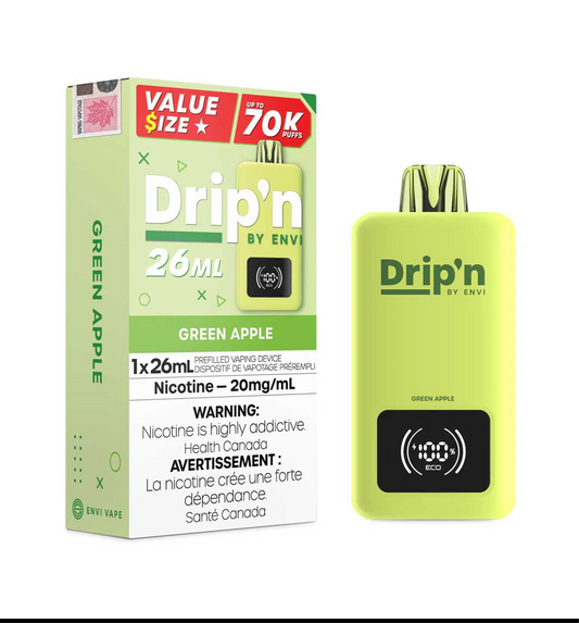 Drip’n 70k Green Apple 20mg/ml disposable (Provincial)