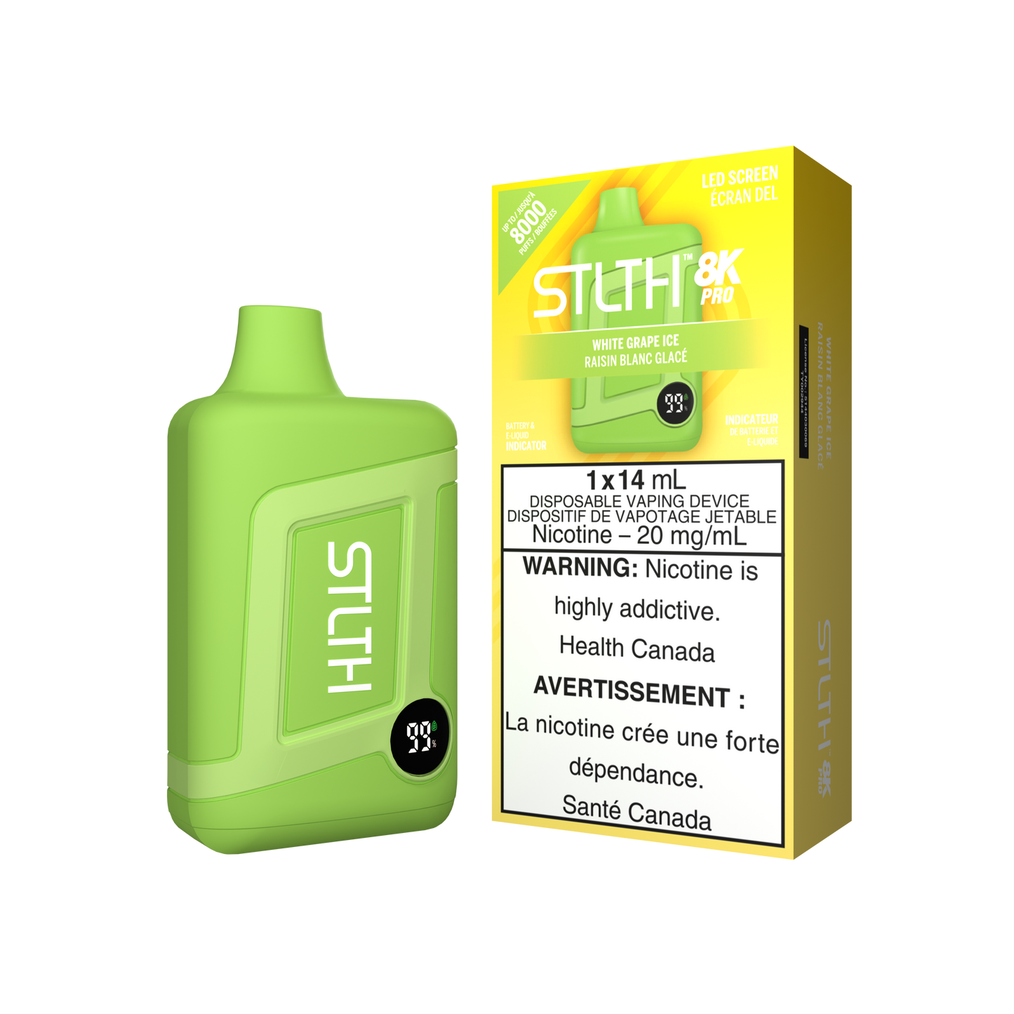 Stlth 8KPro White Grape Ice 20mg disposable (Provincial)