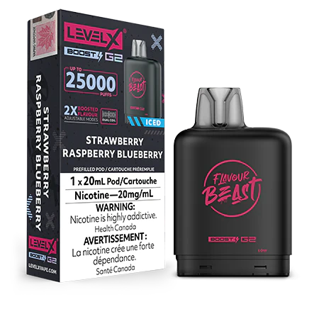 Flavour Beast LevelX Boost Pod G2 25K Strawberry Raspberry Blueberry Iced 20mg (Provincial)