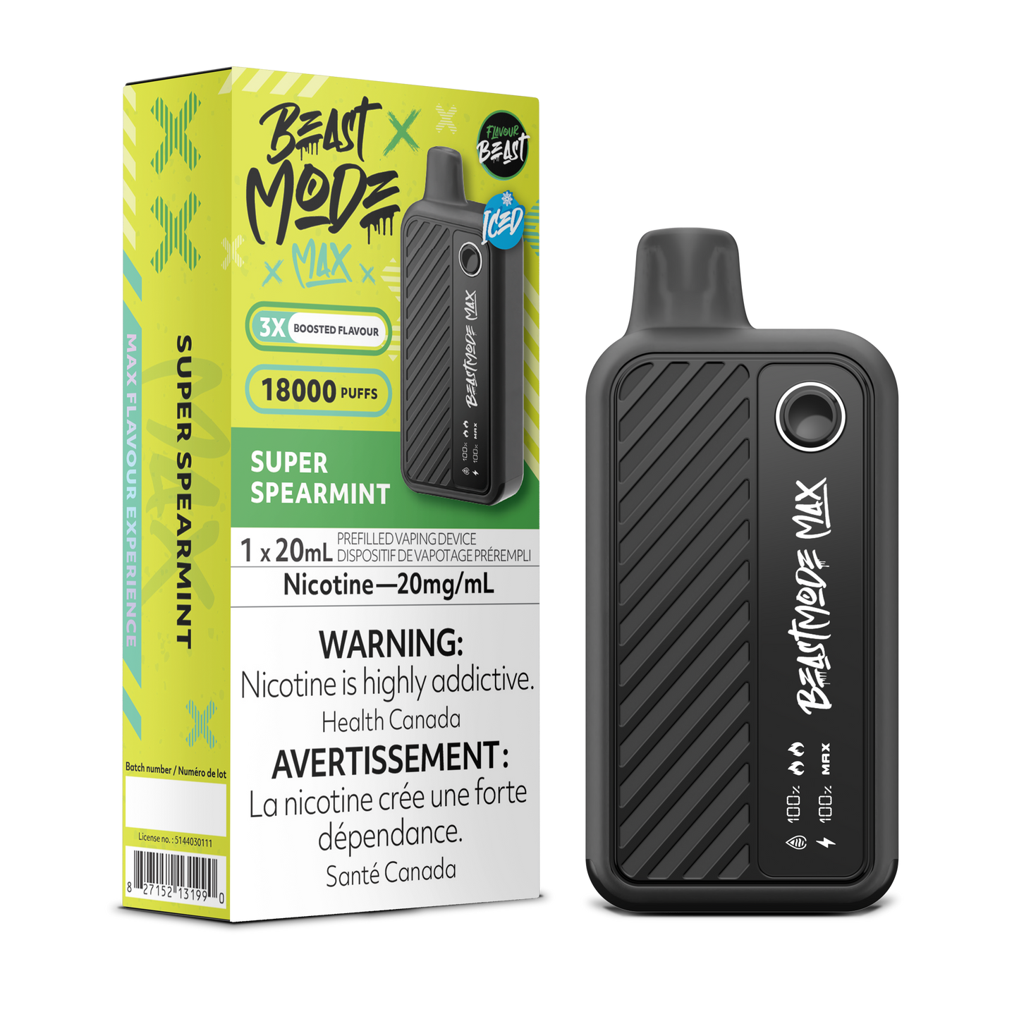Flavour Beast Mode Max 18k Super Spearmint 20mg disposable (Provincial)
