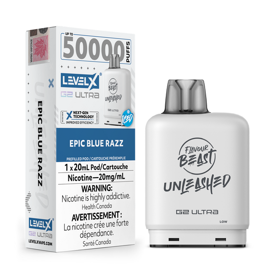 Flavour Beast Unleashed Level X G2 Ultra Epic Blue Razz Iced 50k Puffs Pod (Provincial)