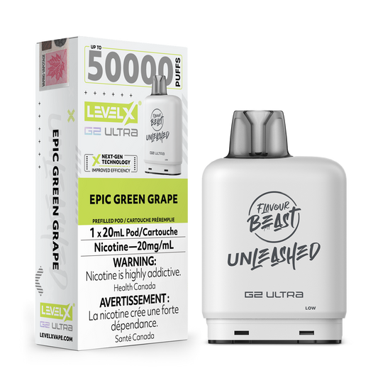 Flavour Beast Unleashed Level X G2 Ultra Epic Green Grape 50k Puffs Pod (Provincial)