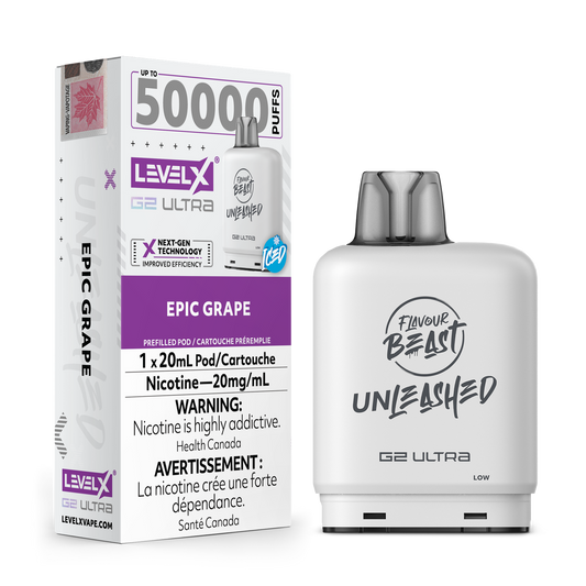 Flavour Beast Unleashed Level X G2 Ultra Epic Grape Iced 50k Puffs Pod (Provincial)