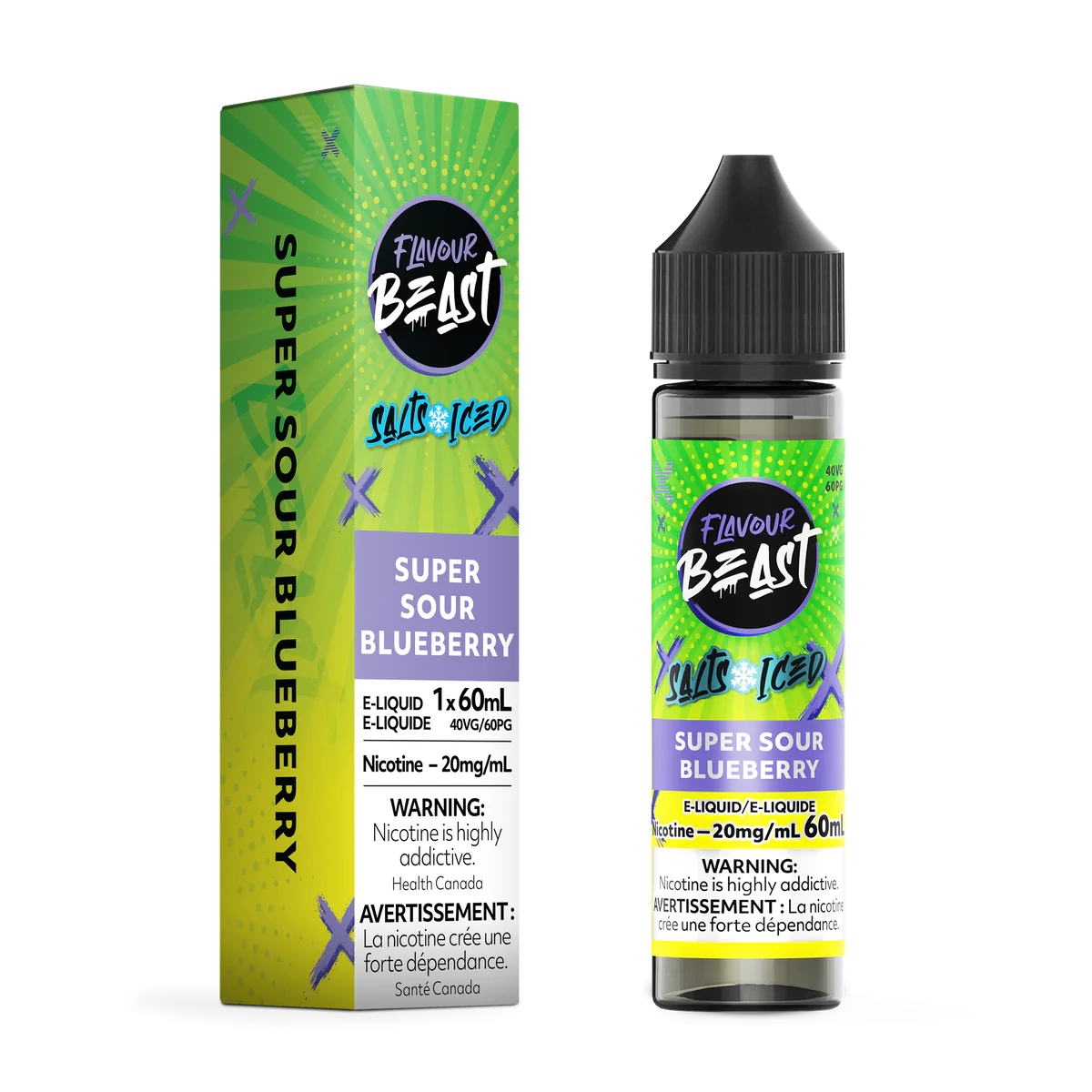 Flavour Beast E-liquid Super Sour Blueberry Iced 20mg - 60ml (Provincial)