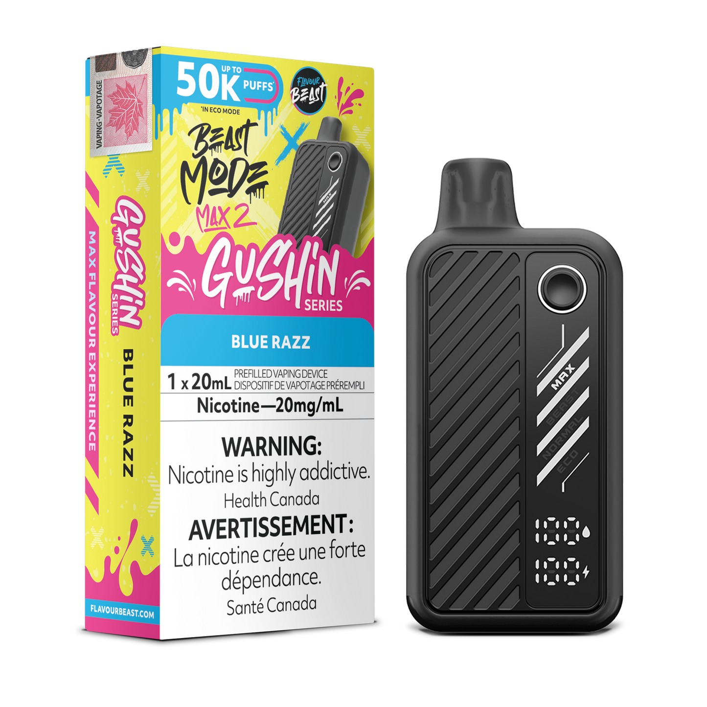 Flavour Beast Mode Max 2 Gushin Blue Razz 50k Puffs Disposable (Provincial)