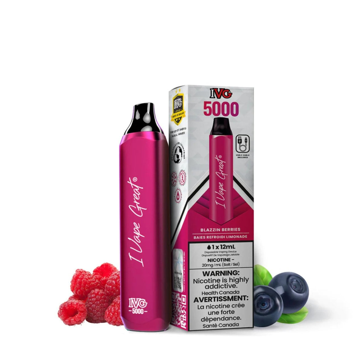 IVG 5000 Blazzin Berries 20 mg/mL disposable (Provincial)