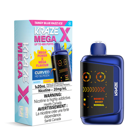 Kraze Mega X 48K Tangy Blue Razz Ice 20mg/mL Disposable (Provincial)