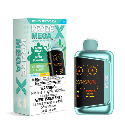 Kraze Mega X 48K Mighty Mint CG Ice 20mg/mL Disposable (Provincial)