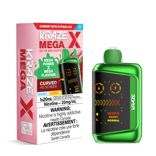 Kraze Mega X 48K Cherry Mtn Citrus Ice 20mg/mL Disposable (Provincial)