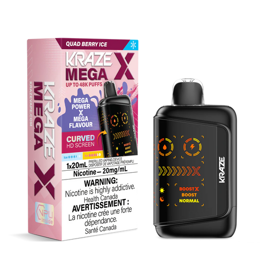 Kraze Mega X 48K Quad Berry Ice 20mg/mL Disposable (Provincial)