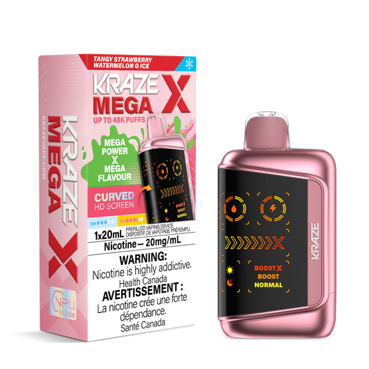 Kraze Mega X 48K Tangy Strawberry Watermelon Ice 20mg/mL Disposable (Provincial)