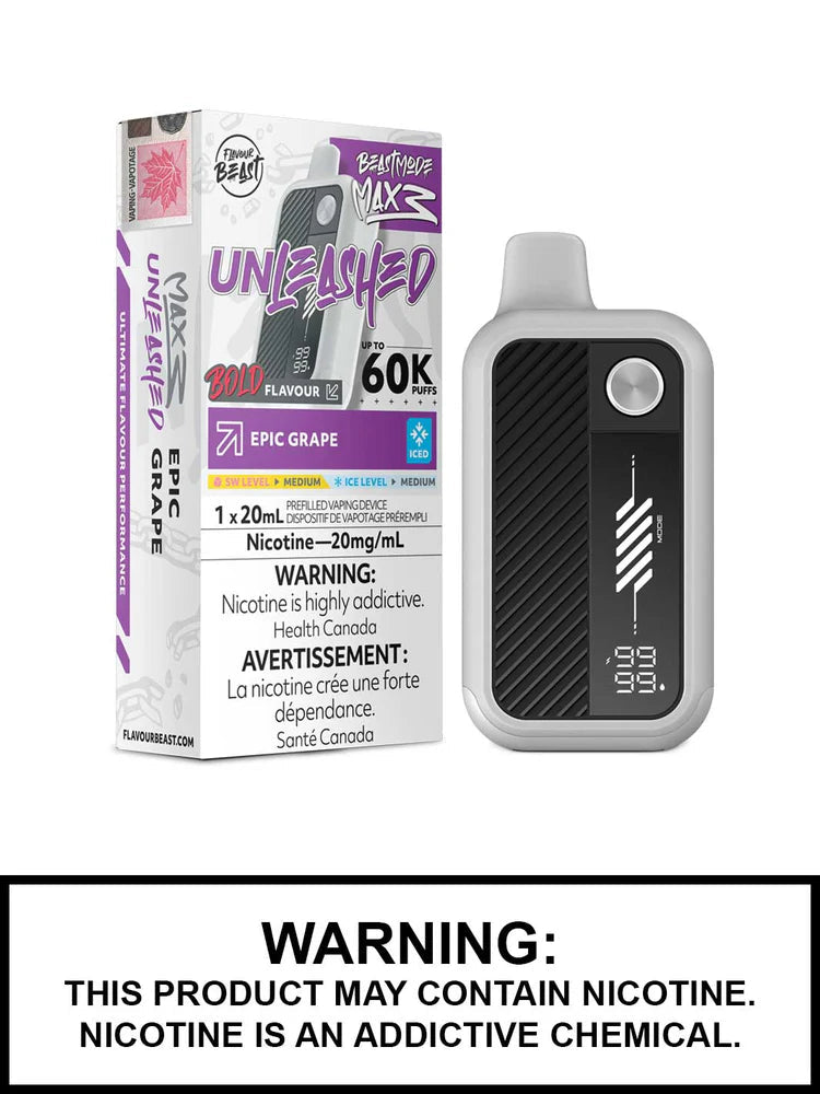 Flavour Beast Mode Max 3 60K Unleashed Epic Grape Iced 20mg/mL disposable (Provincial)