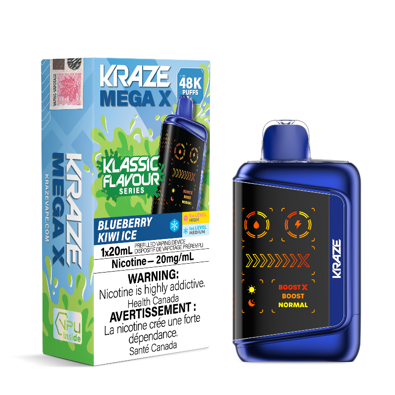 Kraze Mega X 48K Blueberry Kiwi Ice 20mg Disposable (Provincial)