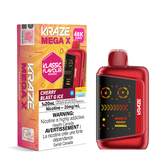 Kraze Mega X 48K Cherry Blast G Ice 20mg Disposable (Provincial)