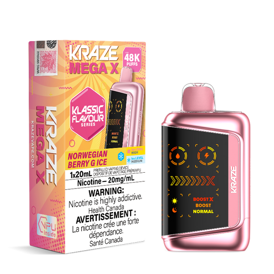 Kraze Mega X 48K Norwegian Berry G Ice 20mg Disposable (Provincial)