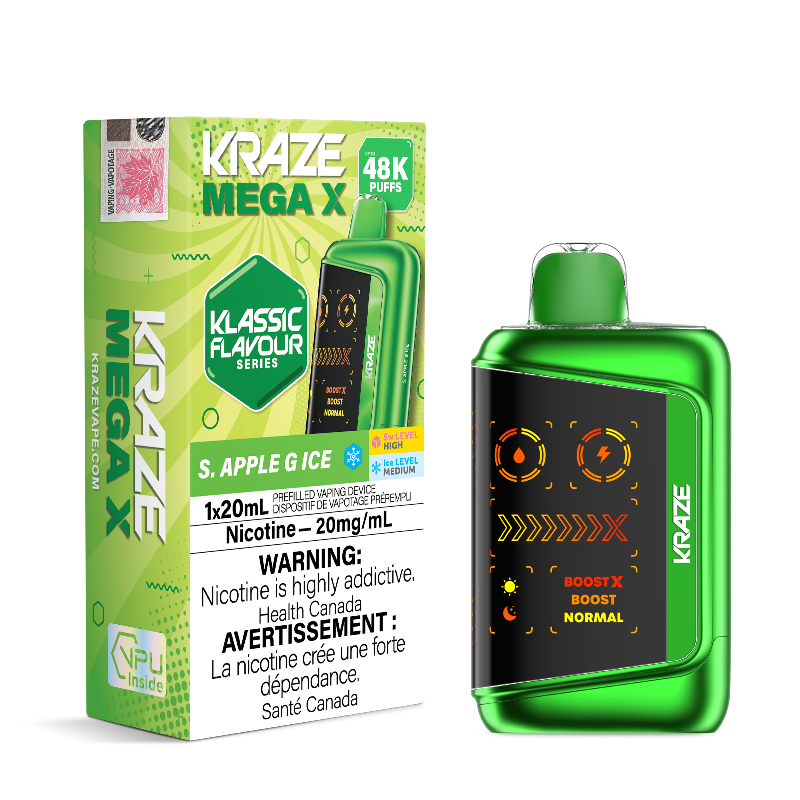 Kraze Mega X 48K S. Apple G Ice 20mg Disposable (Provincial)