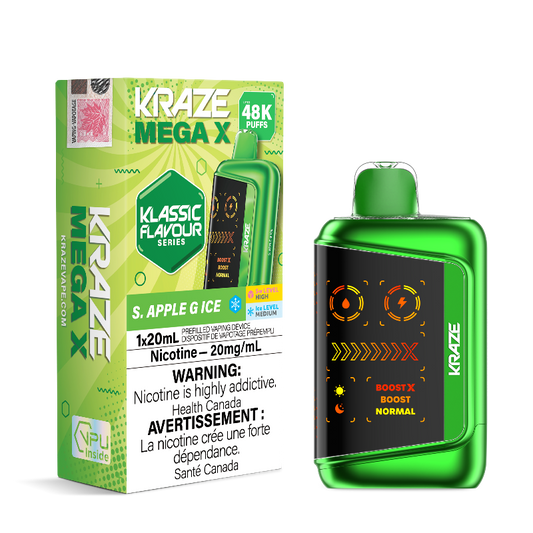 Kraze Mega X 48K S. Apple G Ice 20mg Disposable (Provincial)