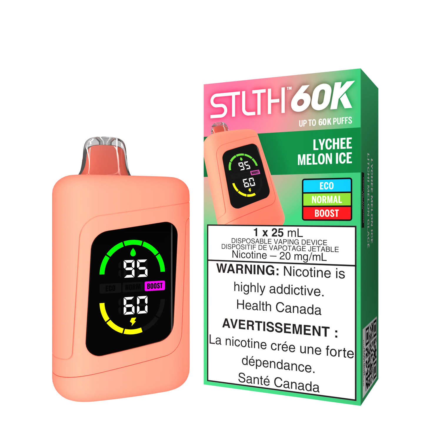 Stlth 60k Lychee Melon Ice 20mg disposable (Provincial)