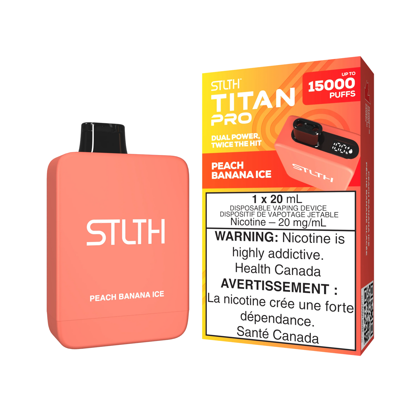 Stlth Titan Pro 15k Peach Banana Ice 20mg/ml Disposable  (Provincial)