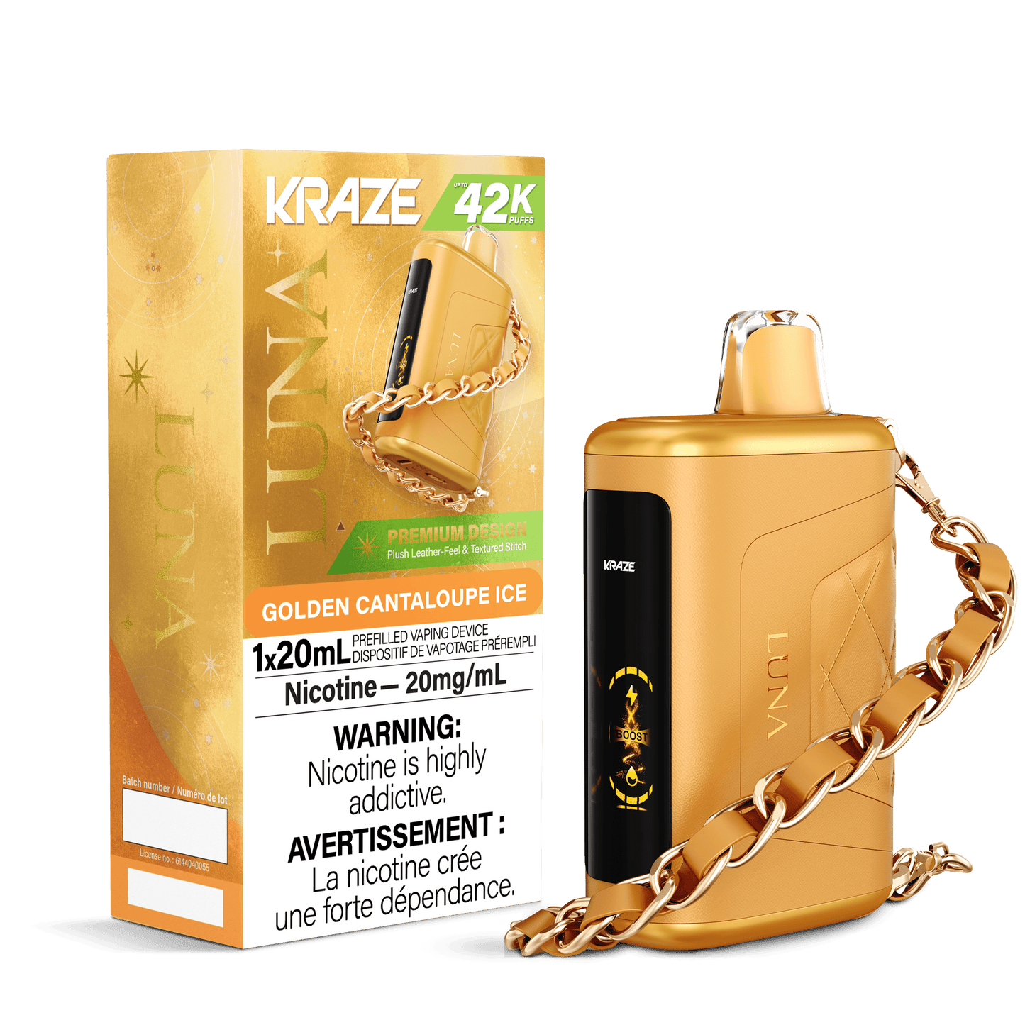 Kraze Luna 42K Golden Cantaloupe Ice 20mg disposable (Provincial)